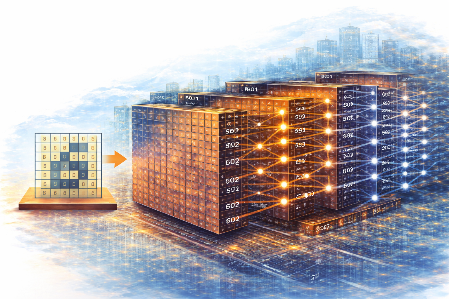 Vergleich zwischen kleiner Eingabe und vielen großen Matrizen in einem KI-Modell